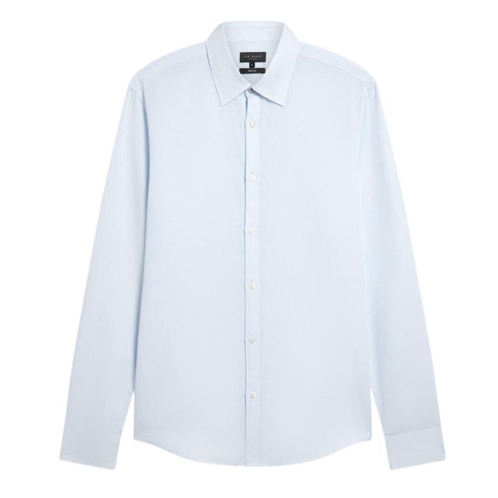 Ted Baker Mens Linen Blend Regular Long-Sleeved Shirt / Light Blue